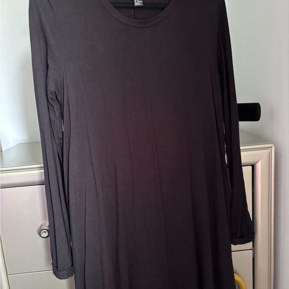 Forever 21 Black Long Sleeve A-Line Dress